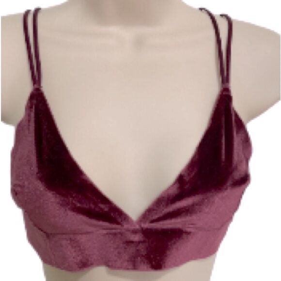 Shimera Velvet Deep Purple Burgundy Bralette Bra Womens Size Small - Picture 1 of 11